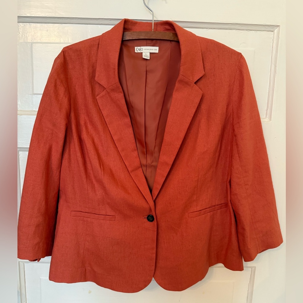 Cato Orange Blazer with Notched Lapels and Tailored Fit